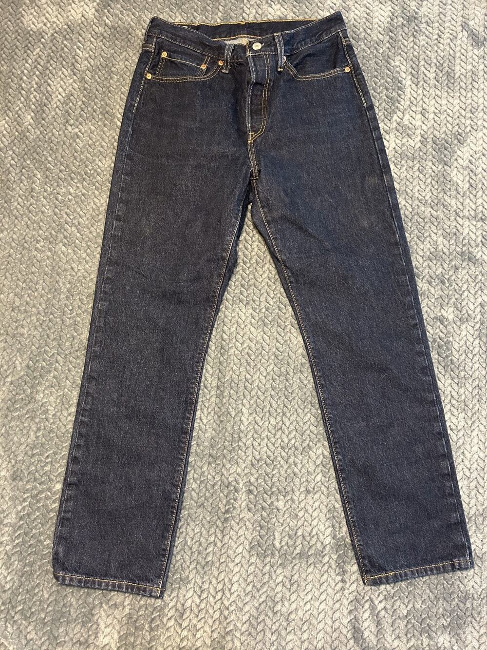 Levi's 501 Straight Jeans Womens 30x30 Blue Denim Dark Wash Cotton Original Fit